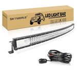 SKYWORLD 52 inch 675W Curved LED Work Light Bar Triple Row Spot Flood Combo Beam Led Bar 6000K Offroad Fog Driving Lamp for Truck Car ATV SUV 4X4 4WD with Wiring Harness Kit 12V 24V