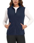 MAGCOMSEN Ladies Vests Jackets Sleeveless Lightweight Fleece Lined Full Zip Vest for Women Soft Navy L