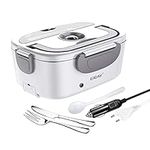 Electric Lunch Box, ERAY Heated Lunch Box with Stainless Steel Container for Home Office 110V Car Truck 12V/ 24V, Food Heater Warmer for Adult Men Women Boys Girls (Grey)