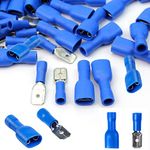 100x Blue Spade Connector Insulated Crimp Terminals for Electrical Wiring - 50x Female and 50 x Male - FREE FIRST CLASS UK POSTAGE!