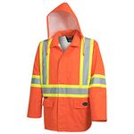 Pioneer V1081350 Hi-Viz Safety Rain Jacket, Tear and Abrasion Resistant