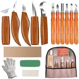 Wood Carving Kit 16PCS Wood Carving Tools Hand Carving Knife Set with Anti-Slip Cut-Resistant Gloves, Whittling Knife - Wood Carving Kit with Tools DIY and Carving Knifes for Adults, Beginners, Kids.