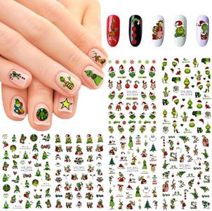 Stickers Ongles Noel,6PCS Autocollant Ongles Noel,Autocollants Ongles Autoadhésif,Stickers pour ongles,Noel Stickers Ongles Nail Art,Autocollant Ongle noel Décorations de Noël
