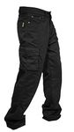 newfacelook Men Cargo Combat Multi Pockets Work Trousers, Black, 34W / 30L