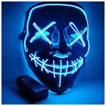 PATPAT® Halloween Mask LED Light up Mask for Halloween Festival Cosplay Halloween Costume Party Decorations (Blue)