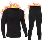 SIMIYA Mens Thermal Underwear Set, Thermal Base Layer Long Sleeves Long Johns Set, Fleece Lined Warm Tops Bottoms for Cold Winter (Black, 3XL)