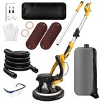 1250W Drywall Sander, 11.5A Electric Drywall Sander with Vacuum Dust Collection, 5 Variable Speed 800-1800RPM, Popcorn Ceiling Removal Tool with Extendable Handle, LED Light, 18pcs Sanding Discs