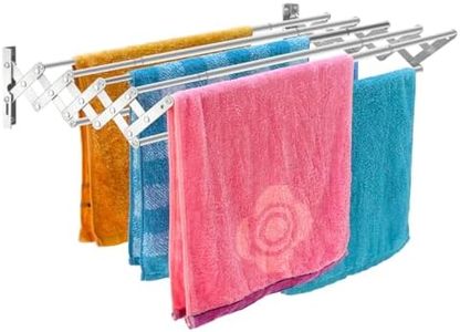 MaiHongda Wall Mounted Laundry Clothes Drying Rack Clothing Retractable Accordion Wall Hanger Collapsible Hanging Towel Holder for Laundry Bathroom(17-32" Variable,Adjustable Length)