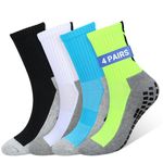 4 Pairs Grip Football Socks, Anti Slip Socks for Mens Women, Men's Running Socks Basketball Yoga Socks Athletic Sports Socks