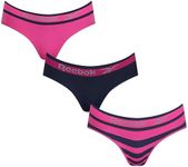 Reebok Womens Seamless Briefs, Multipack Of 3 Activewear Underwear Comfortable And Breathable With Branded Waistband, Pink/Navy, S UK