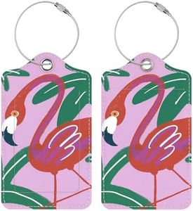 Luggage Tags for Suitcases, 2 Pack Cute PU Leather Luggage Tag TSA Approved with Stainless Steel Loop and Address Card Baggage Tag for Travel&Hotel Stays&Cruise Ships&Shipping and Mailing