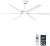 Ohniyou Ceiling Fan with Lights - 60" Industrial Ceiling Fan Remote & APP Control, Dimmable, DC Motor, Outdoor Ceiling Fan for Patio Living Room, White