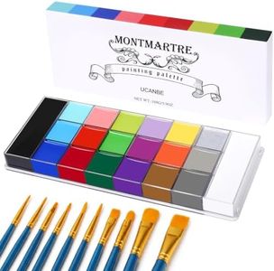 UCANBE MONTMARTRE Body Face Paint Oil Palette + 10PCS Brushes Set,Large Deep Pan Face Painting Kit for Halloween Cosplay Party Artist Costume Festival Sports 168g