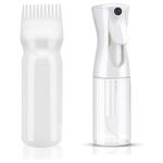 2 PCS Hair Oil Applicator Bottle, Hair Applicator Bottle, Root Comb Applicator Bottle and Continuous Spray Bottle, Portable Plastic Hair Dye Oil Applying Applicator with Graduated Scale, 200ml(white)