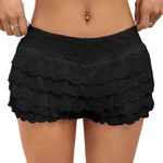 LSFYSZD Women's Multi-Layer Ruffled Frilly Lace Shorts Pants Knickers Panties Burlesque Bloomers Dance Shorts Pettipants (Y-Black, S)