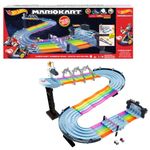 Hot Wheels Mario Kart Rainbow Road Raceway 8-Foot Track Set with Lights & Sounds & 2 1:64 Scale Vehicles, Race with 5-Track Colorful Course with 2 Configurations, Toy for Kids Ages 4 Years Old & Up
