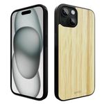 iATO Natural Wood Case for iPhone 15 Plus: Ultra-Slim, Durable Protection with Unique & Classy Style. MagSafe Compatible (Bamboo)