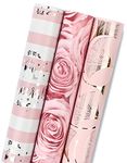 RUSPEPA Wrapping Paper Roll - Mini Roll - 3 Different Pink Floral Designs (42.53 sq. ft.ttl.) - 43.2 cm X 3.05 m Per roll