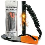 Camping Flint and Steel Fire Starter, 10x100mm (0.4x4in) Ferro Rod, HSS Striker, Paracord, Waterproof Outdoor Survival Kit aZengear