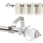 Deconovo Adjustable Splicing Curtain Poles122-213cm, Net Curtain Rods with Brackets Fittings Set and Translucent Finials, Sturdy Curtain Poles for Eyelet Curtains, Silver