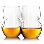 LIVIVO Set of 2 Signature Glasses with Twisted Easy-Grip Design in Presentation Box – Elegant Hand-Blown Crystal Clear Whisky Mixer Ice Tumblers