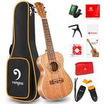 Ukulele Concert Mahogany Bundle 23 inch Ukelele for Beginners Adults Professional Four String Wooden Hawaiian Starter Uke Kit, by Vangoa