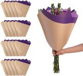 the florist Supply Market Bloom Sleeves 20 Pack 17 x 17 x 5.6 Inch FSC Certified Flower Bouquet Wrapping Paper, Flower Bouquet Bags Kraft Paper Sleeves, Gift-Ready for Wedding, Birthday, Purple