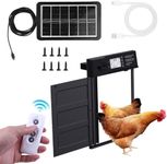 CISSIYOG Automatic Aluminium Chicken Coop Door, Automatic Chicken Coop Door Solar Powered with LCD Display/Timer/Light Sensor/Remote Control, Anti-Pinch Design, Ideal for All Chicken Coops