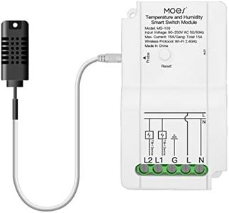 MOES Module de Commutation Intelligent WiFi avec capteur de température et d'humidité, contrôleur de Sortie Double, télécommande sans Fil, Fonctionne avec Alexa Google Home