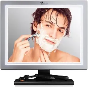 ToiletTree Products Deluxe LED Fogless Shower Mirror with Squeegee Anti-Fog Mirror - Adjustable Shaving Mirror with a Squeegee - Rust-Proof, Impact-Resistance Bathroom Shower Mirror
