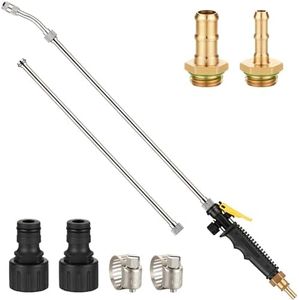 44"& 29"&12.5" Sprayer Wand Replacement, 1/2" &1/4" & 3/8" Brass Barb Sprayer Wand, Stainless Steel Garden Sprayer Wand with Shut-Off Valve, Adjust Sprayer Nozzle for Car Home Clean Garden Watering