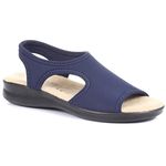 Pavers Women's Sling-Back Sandals in Navy with D/E Wide Fit - Flat Shoes with Anti-Shock Insole - Ladies Stretchy Footwear - Size UK 6 / EU 39