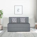 Adorn India Easy 2 Seater Sofa Cum Bed (Rhombus Pattern) Chennile Fabric - Washable Cover - Including 2 Cushion - Size 4' x 6' Ft (Grey Color) Perfect for Home & Office for Guests