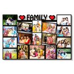 VPRINT QUALITY 17 Photos Customized Photo Frame Collage with Name | Family Frames Customized Gift for Anniversary, Birthday and Other Functions Frame with Name (Size 12x18 in - Wooden)