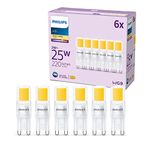 PHILIPS LED Classic G9 Capsule Light Bulb 6 Pack [Warm White 2700K - G9] 25W, Non Dimmable. for Home Indoor Lighting
