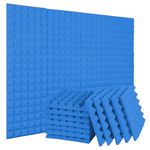 DEVICE OF URBAN INFOTECH Acoustic Foams 12" X 12" X 2" Pyramid Acoustic Panels 50 Kg/m³ High Density Sound Proof Foam for Wall Studio Noise, Echo Reduction and Absorber Foam (Pack of 50, Blue)