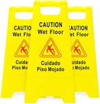 Bolthead Industrial Caution Wet Floor Signs | 2-Sided Bilingual Warning, Piso Mojado | Slip & Fall Accident Prevention | 3 Pack