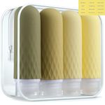 Voroly Travel Bottles Kit for Toiletries Organizer 90ml TSA Approved Silicone Containers Portable Split Bottle Accessories for Conditioner Shampoo Lotion - 4 Pack (CHEX, Brown)