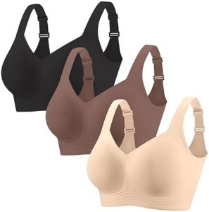 PoseFree Jelly Bras for Women No Underwire Comfort Supportive BLK+N+C M
