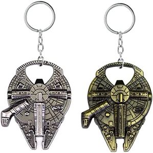 Ouvre Bouteille Star Wars, FainFun 2 Pièce Décapsuleur Porte Clef, Porte Cles Decapsuleur en Metal pour Bière Cola Soda, Ouvre Bouteille Porte Clé, Cadeaux pour Homme et Fans de Star Wars(S)