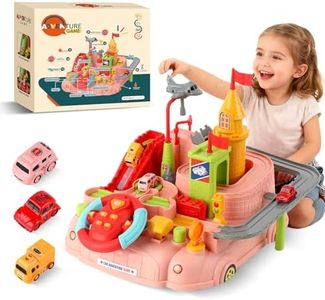 Toys for 3 4 5 6 Year Old Boys Girls, Kids Play Cars Race Cars with Sound Steering Wheel(Need Battery), Montessori Fine Motor Skills STEM Toys, 3 Year Old Boys & Girls Gifts Christmas for Grandkids