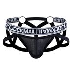 JOCKMAIL Mesh Breathable Jockstrap Athletic Supporters for Men Jock Strap Male Underwear, Black, X-Large