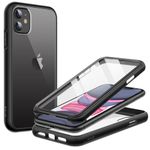 JETech Case for iPhone 11 6.1 Inch with Built-in Screen Protector Anti-Scratch, 360 Degree Full Body Rugged Phone Cover Clear Back (Black)