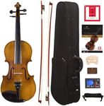 Cecilio CVN-500 Solidwood Ebony Fitted Violin with D'Addario Prelude Strings, Size 4/4 (Full Size)