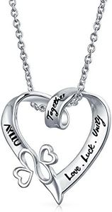 Ayllu Amulet Talisman Intertwine Symbol Heart Infinity Clover for Love Luck Unity Inspirational Open Twisted Ribbon Heart Pendant Necklace for Women Teen .925 Sterling Silver