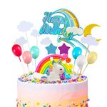 Party Propz Unicorn Cake Topper Kit -20Pcs(Multicolored) Rainbow Happy Birthday Cake Decoration for Kid | Cake Toppers For Cake Decoration | Happy Birthday Cake Topper | Cake Decoration Items