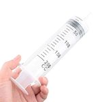 Disposable Plastic Injector Syringe No Needle 200mL For Lab Nutrient Measuring, Mini Garden Watering, Liquids Preparing, Ink Adding, Drawing Oil, Dog/Pig/Calves Feeding, Nursing Tools, 200cc, 1Pc