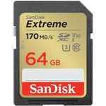 SanDisk 64GB Extreme SDXC UHS-I Card - C10, U3, V30, 4K UHD, SD Card - SDSDXV6-064G-GNCIN