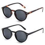 ZENOTTIC 2 Pack Polarised Sunglasses Womens Mens Retro Vintage Round and Square Sun Glasses with UV400 Protection Unisex