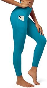IUGA Fleece Lined Leggings with Pockets for Women Thermal Leggings for Women High Waisted Yoga Pants Winter Workout Leggings Dark Cyan